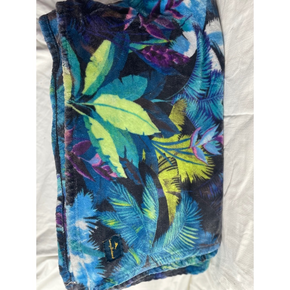 Tommy Bahama Plush Tropical Leaf Print Blanket Throw